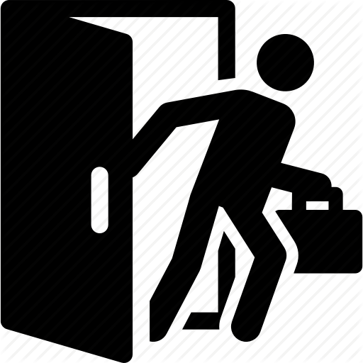 Door, Exit, Leave, Out, Work Icon