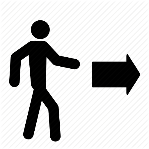 Arrow, Exit, Leave, Move, Person, Sign, Walk Icon