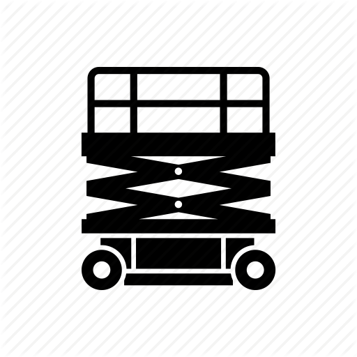 Construction, High, Lift, Maintenance, Moving, Scissor, Wheels Icon