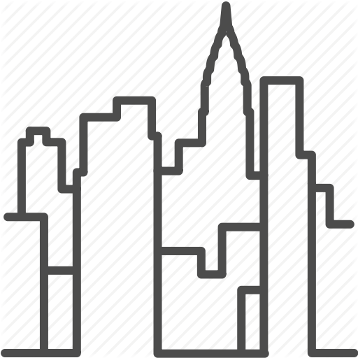 City, Manhattan, New York, Skyline Icon