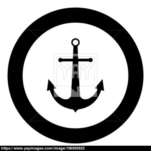 Marine Anchor The Black Color Icon In Circle Or Round Vector
