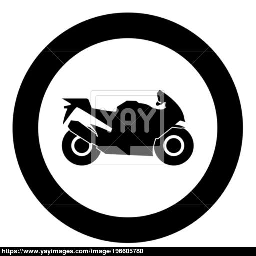 Motorcycle Black Icon In Circle Vector Illustration Isolated