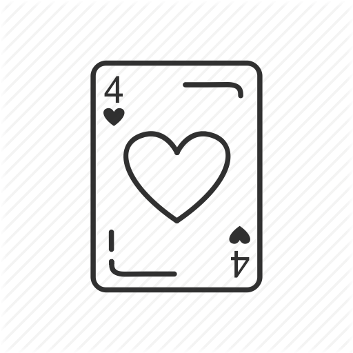 Card, Card Game, Four, Four Of Hearts, Playing Card, Single Card