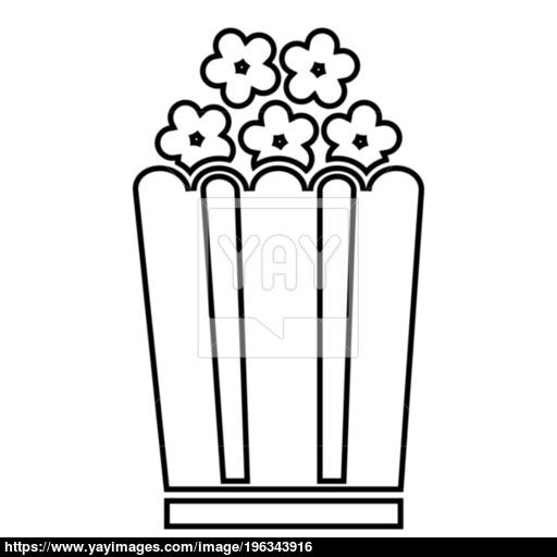 Popcorn Icon Black Color Illustration Flat Style Simple Image