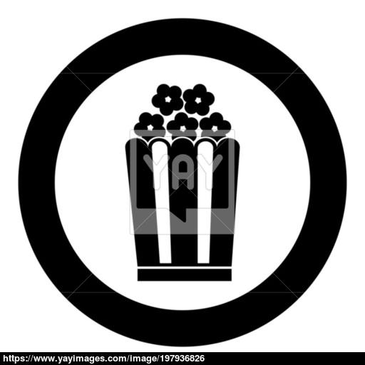 Popcorn Icon Black Color Vector Illustration Simple Image Vector
