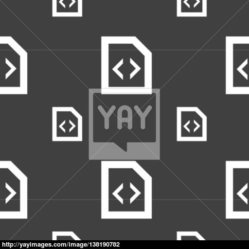 Programming Code Icon Sign Seamless Pattern On A Gray Background