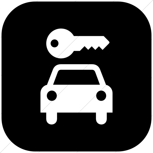 Flat Rounded Square White On Black Aiga Car Rental Icon