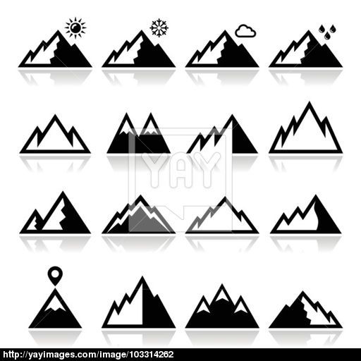 Mountains Vector Icons Set Graphic Vorlagen Malvorlagen