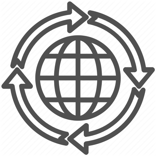 Around The World, Arrows, Globe, International, Worldwide Icon