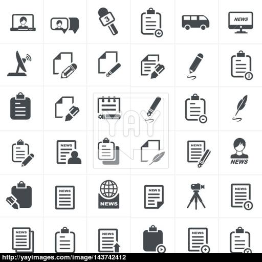 Write And News Icon Set Vector