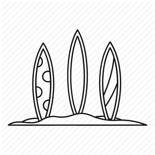 Beach, Board, Line, Outline, Sport, Surf, Surfboards Icon