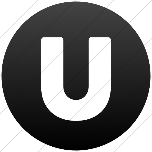 Simple Black Gradient Encircled Solid Capital U Icon
