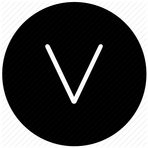 Key, Keyboard, Letter, Round, V Icon