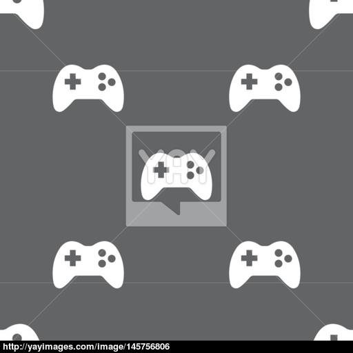 Joystick Sign Icon Video Game Symbol Seamless Pattern On A Gray