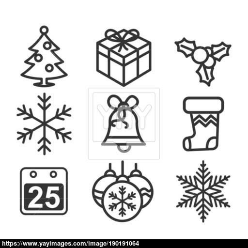 Christmas Icons, Thin Line Style Vector Iconic Design Vector
