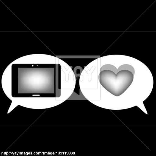 Communication Tablet Heart Icons Signs Symbols Vector