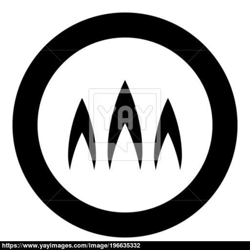 Flame Of Fire Black Icon In Circle Vector Illustration Vector