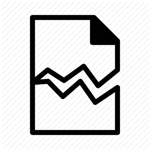 Broken, Damaged, Document, File, Text Icon