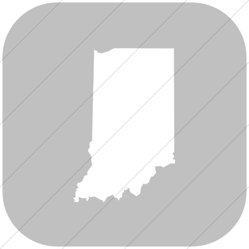 Flat Rounded Square White On Silver Us States Indiana Icon