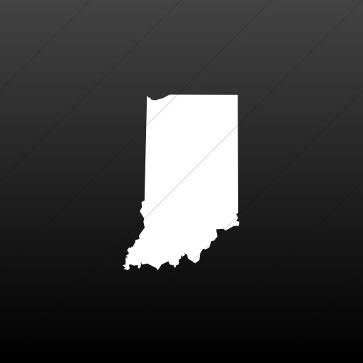 Flat Square White On Black Gradient Us States Indiana Icon