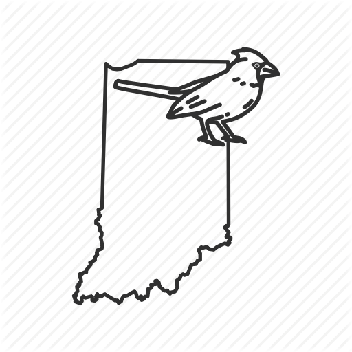 Borders, Indiana, Map, State, State Bird, State Symbol, Usa Icon