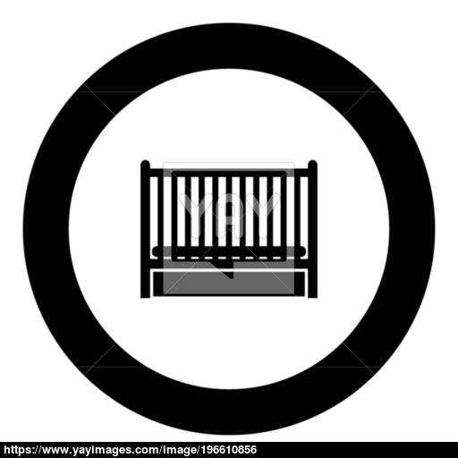 Baby Bed Icon Black Color In Circle Vector