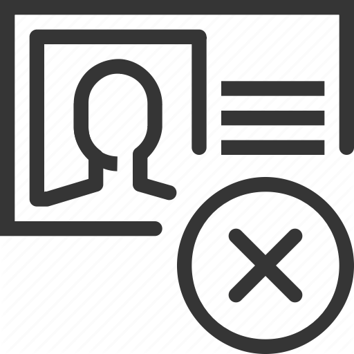 Business, Cancel, Card, Contact, Cross, Identification, No Icon