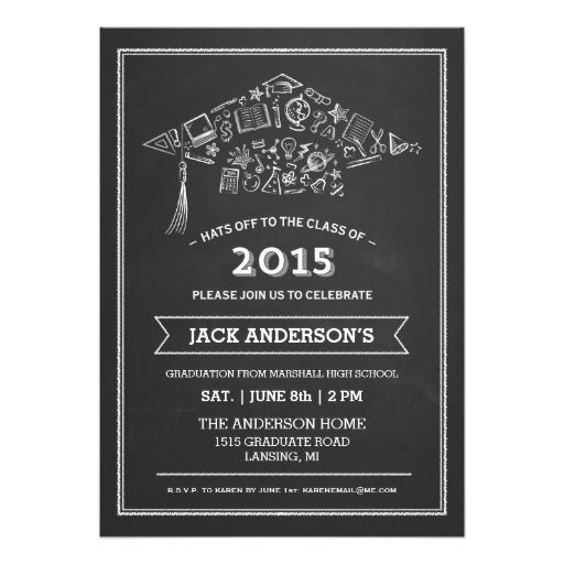 Chalkboard Graduation Cap Party Invitation Photo Graduation