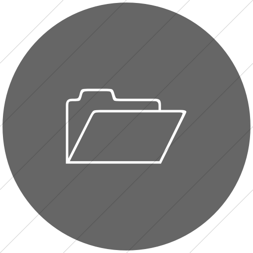 Flat Circle White On Gray Classica Open Folder Icon