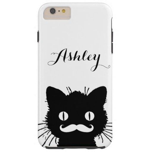 Black Cat Funny White Mustache Personalized Tough Iphone Plus