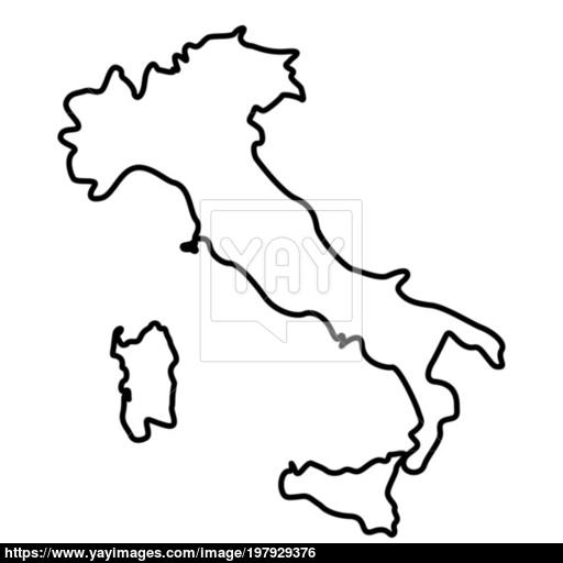 Map Of Italy Icon Black Color Illustration Flat Style Simple Image