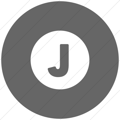 Flat Circle White On Gray Encircled Solid Capital J Icon