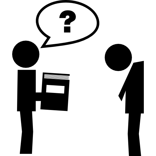 Man Asking To Other About An Educational Book Icons Free Download