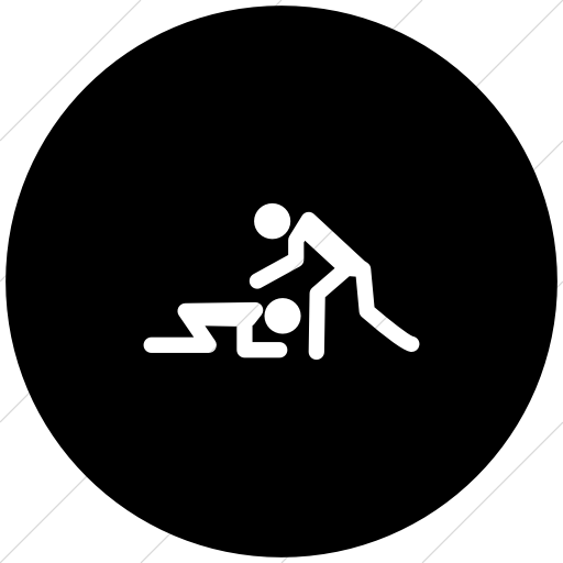 Flat Circle White On Black Sports Judo Icon