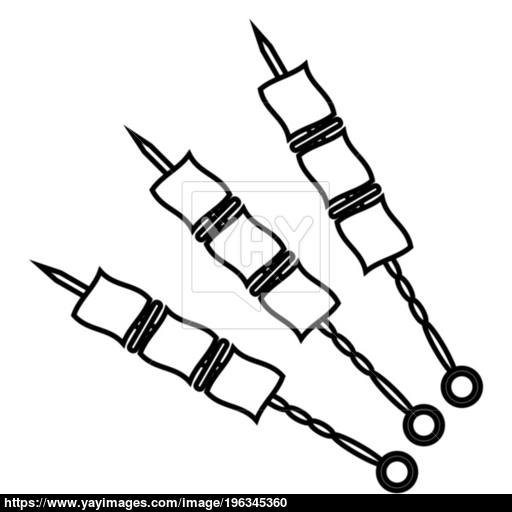 Shish Kebab Icon Black Color Illustration Flat Style Simple Image