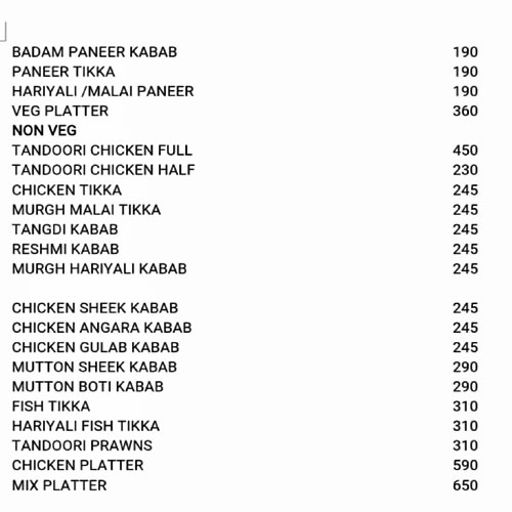 Menu Of Papadams Bluekothapet, Hyderabad
