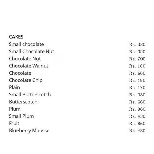 Menu Of Wenger'sconnaught Place