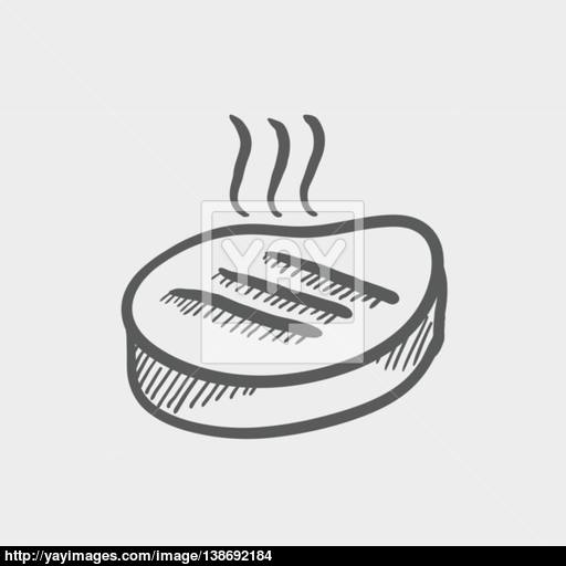 Grilled Steak Sketch Icon Vector