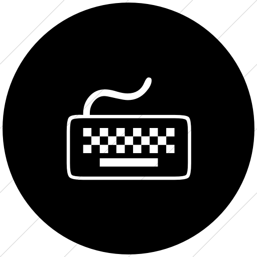 Flat Circle White On Black Classica Computer Keyboard Icon