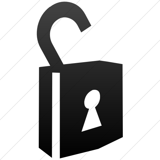 Simple Black Gradient Classica Unlocked Padlock