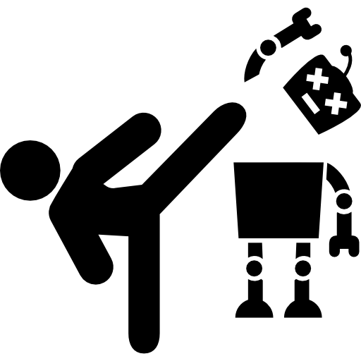 Man Kicking Robots Head