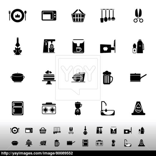 Home Kitchen Icons On White Background Vector