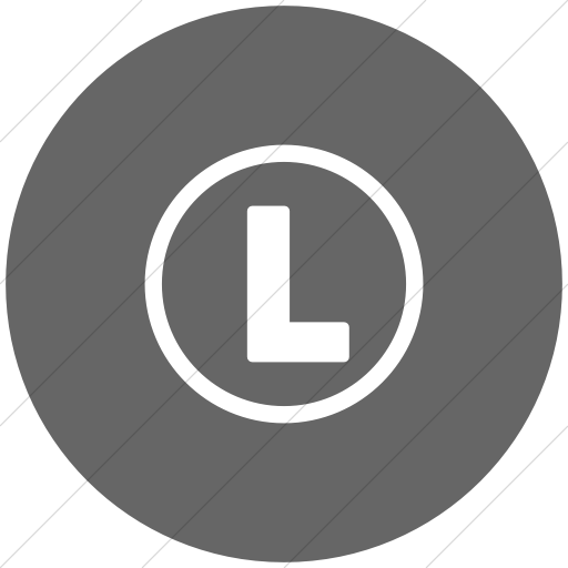 Flat Circle White On Gray Encircled Capital L Icon