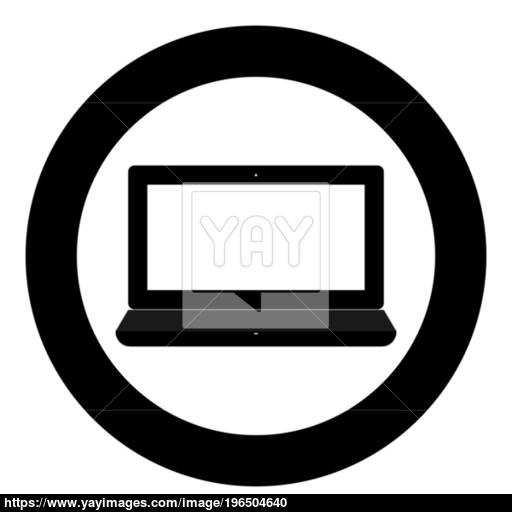 Laptop The Black Color Icon In Circle Or Round Vector