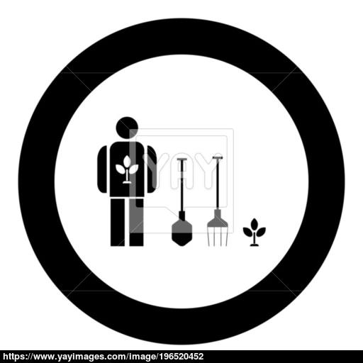 Lawn Maintenance Icon Black Color In Circle Vector