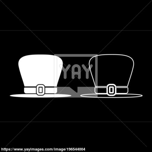 Hat Leprechaun Icon Set White Color Illustration Flat Style Simple