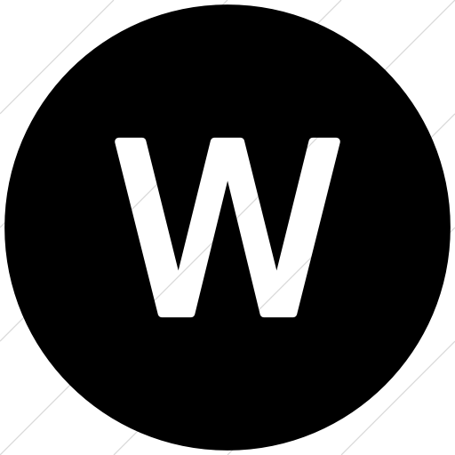 Flat Circle White On Black Alphanumerics Uppercase