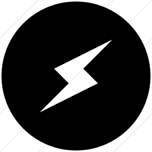 Flat Circle White On Black Raphael Lighting Bolt Icon