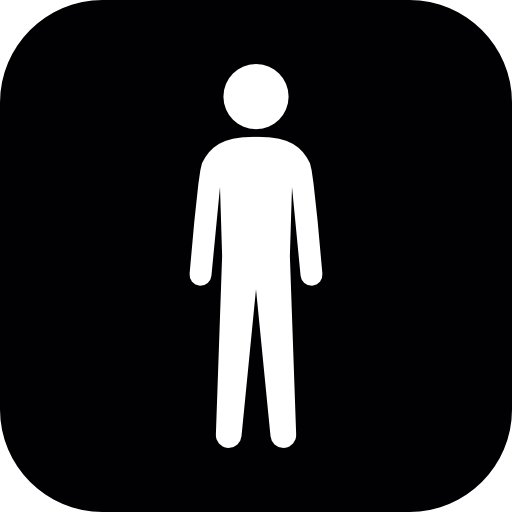 Standing Man White Silhouette In A Black Rounded Square