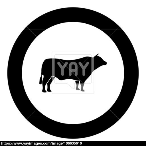 Bull Black Icon In Circle Vector Illustration Vector
